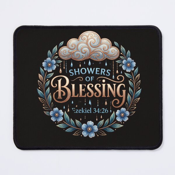 Item preview, Showers of Blessing | Ezekiel 34:26 | Elegant Christian Floral Wreath Bible Verse Design | Faith & Hope Gift designed and sold by KINGDOM GOLD STUDIO.