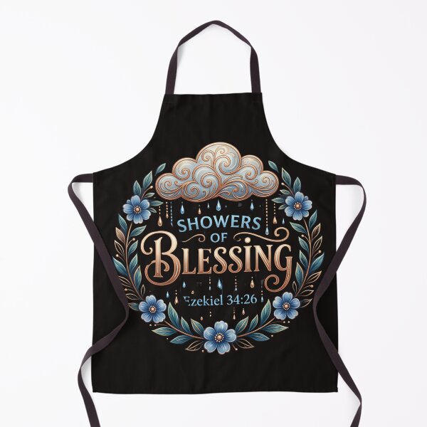 Item preview, Showers of Blessing | Ezekiel 34:26 | Elegant Christian Floral Wreath Bible Verse Design | Faith & Hope Gift designed and sold by KINGDOM GOLD STUDIO.
