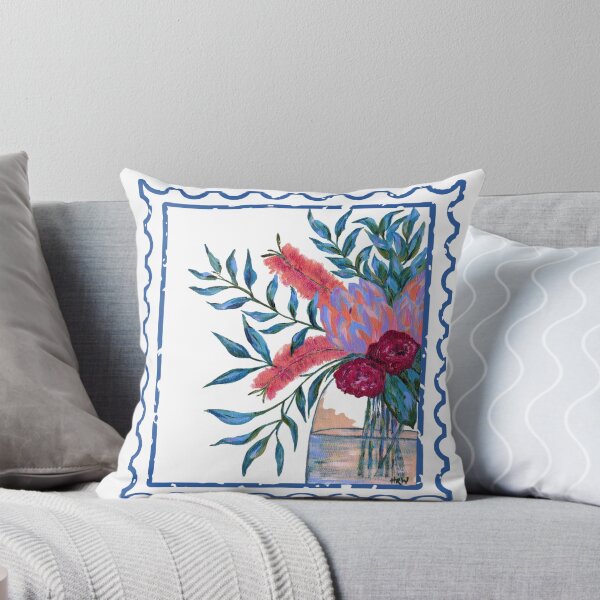 Item preview, Wavy blue floral stamp design  designed and sold by Bloominbush.