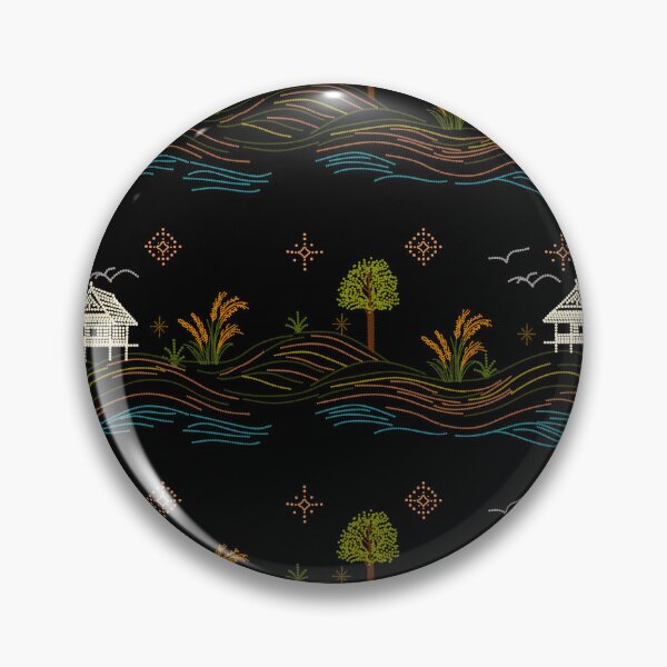Item preview, Rice Field and Farm Hut, Rutal Landscape Inspired by Traditional Isan Folk Art Classic T-Shirt designed and sold by Lannanun.