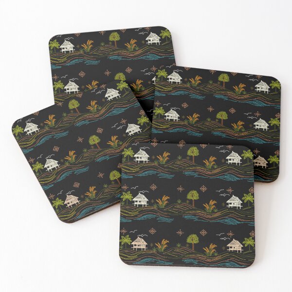 Item preview, Rice Field and Farm Hut, Rutal Landscape Inspired by Traditional Isan Folk Art Classic T-Shirt designed and sold by Lannanun.