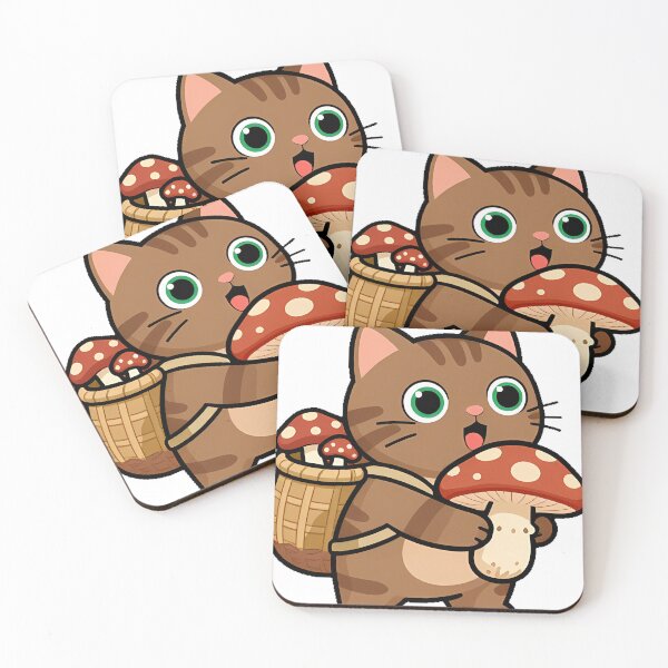 Item preview, Forager Cat with Mushroom Basket designed and sold by pumsquare.