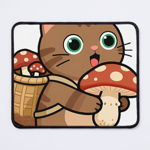 Item preview, Forager Cat with Mushroom Basket designed and sold by pumsquare.