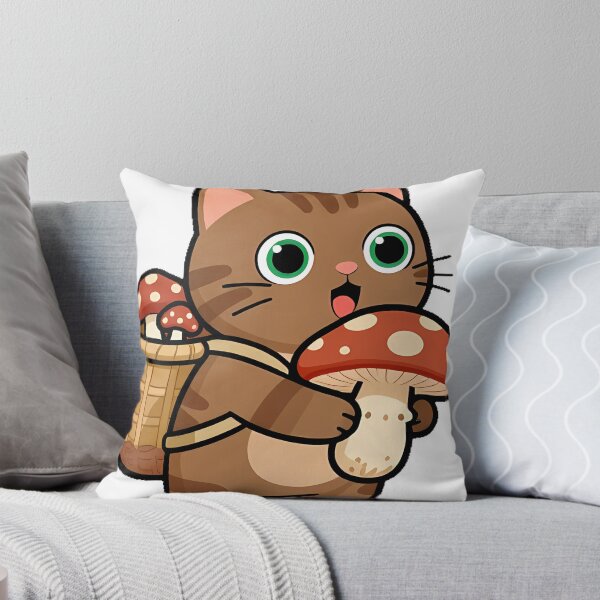 Item preview, Forager Cat with Mushroom Basket designed and sold by pumsquare.