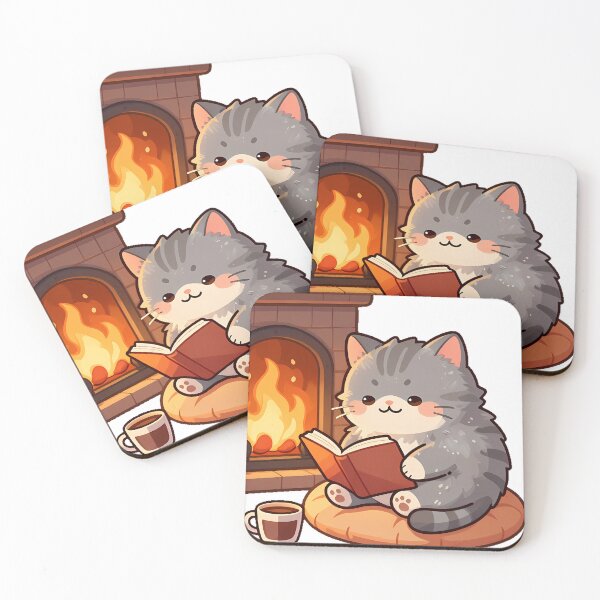 Item preview, Fireplace Reading Cat designed and sold by pumsquare.