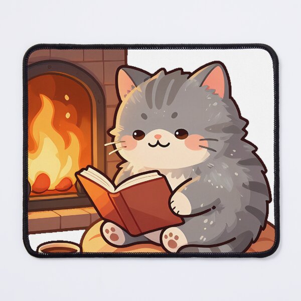 Item preview, Fireplace Reading Cat designed and sold by pumsquare.