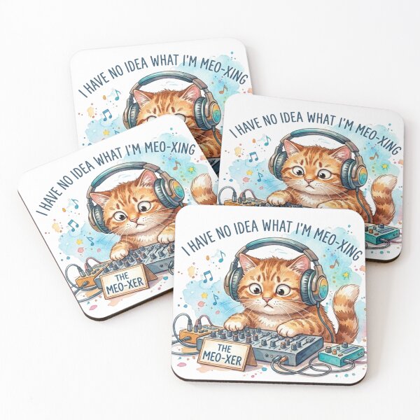 Item preview, Funny DJ Cat I Have No Idea What I'm Meo-xing - Cute DJ Kitten Watercolor designed and sold by DreamyBrushArt.