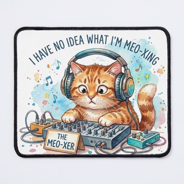 Item preview, Funny DJ Cat I Have No Idea What I'm Meo-xing - Cute DJ Kitten Watercolor designed and sold by DreamyBrushArt.