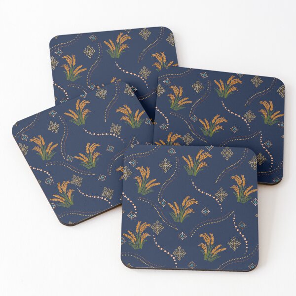 Item preview, Rice Plant Seamless Pattern with Golden Rice Ears, Asian Botanical Folk Textile  designed and sold by Lannanun.
