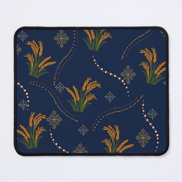 Item preview, Rice Plant Seamless Pattern with Golden Rice Ears, Asian Botanical Folk Textile designed and sold by Lannanun.