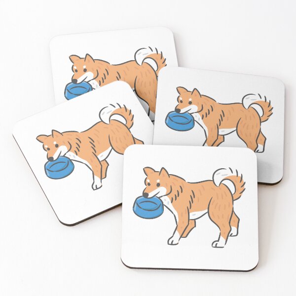 Item preview, Cute Shiba Inu Dog Holding Food Bowl Digital Illustration. designed and sold by monkik.