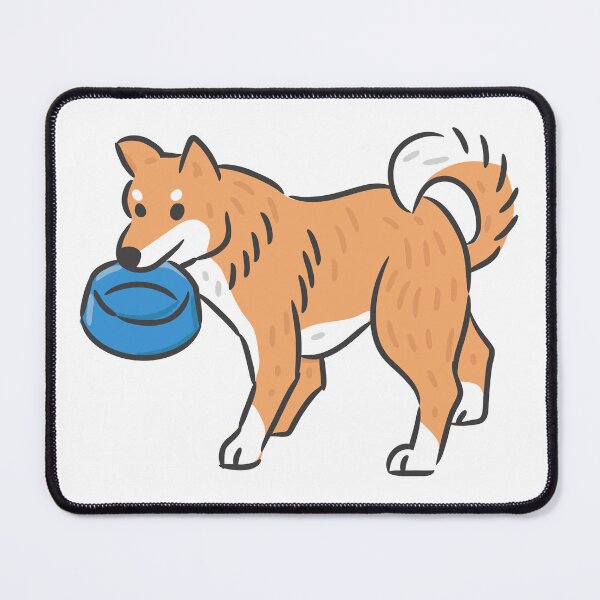 Item preview, Cute Shiba Inu Dog Holding Food Bowl Digital Illustration. designed and sold by monkik.