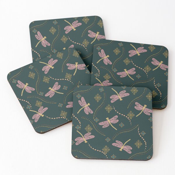 Item preview, Dragonfly Seamless Pattern with Delicate Folk Ornament, Nature Inspired Textile  designed and sold by Lannanun.
