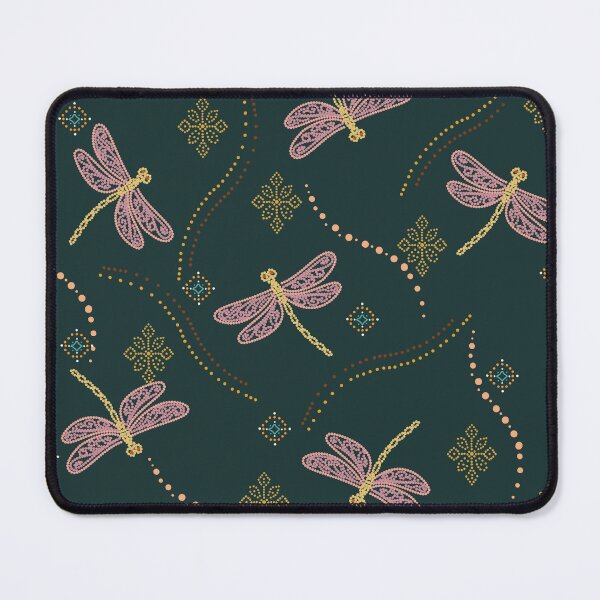 Item preview, Dragonfly Seamless Pattern with Delicate Folk Ornament, Nature Inspired Textile designed and sold by Lannanun.