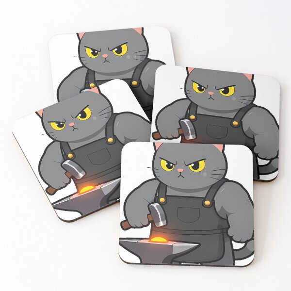 Item preview, Blacksmith Cat with Anvil designed and sold by pumsquare.