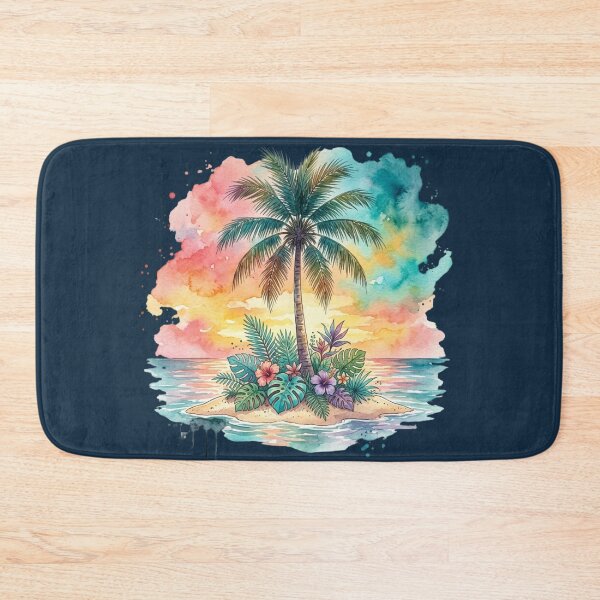 Item preview, Watercolour Tropical Palm Tree Island Beach Sunset designed and sold by PACS0011.