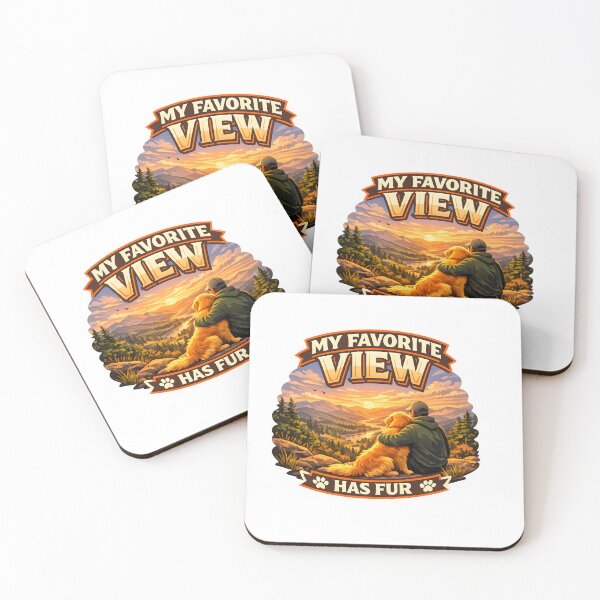 Item preview, My Favorite View Has Fur – Golden Retriever Mountain Adventure Dog Lover Design designed and sold by Sahil Randhawa.