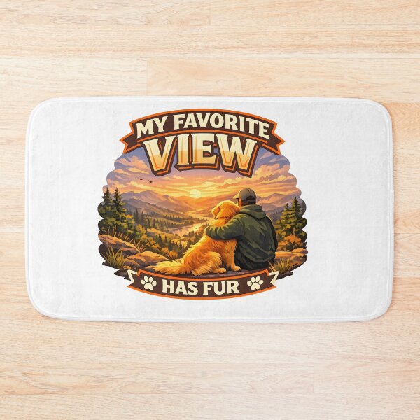 Item preview, My Favorite View Has Fur – Golden Retriever Mountain Adventure Dog Lover Design designed and sold by Sahil Randhawa.