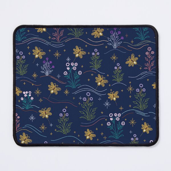 Item preview, Firefly Seamless Pattern with Delicate Folk Ornament, Nature Inspired Textile designed and sold by Lannanun.