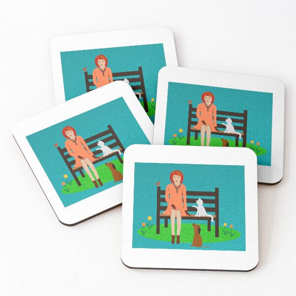Item preview, Woman on Bench with Pet Companions designed and sold by Elaine M Hayward .