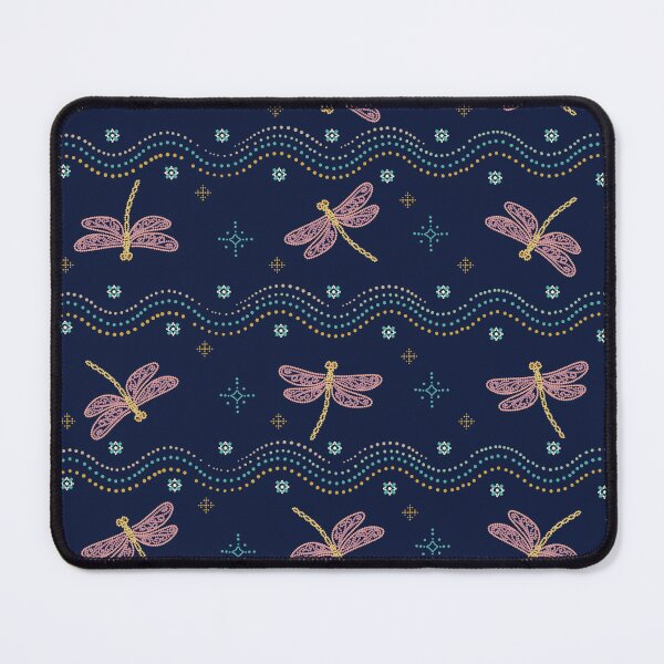 Item preview, Dragonfly Seamless Pattern with Delicate Folk Ornament, Nature Inspired Textile designed and sold by Lannanun.