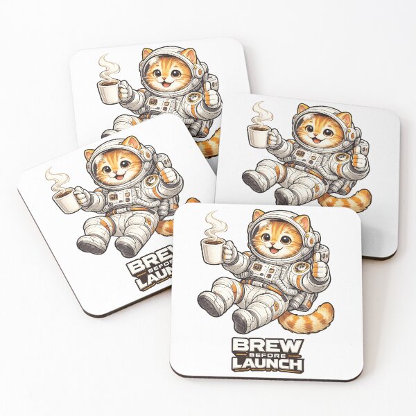 Item preview, Astronaut Cat Brew Before Launch | Cute Orange Tabby Coffee Space Illustration designed and sold by Jaani-T.