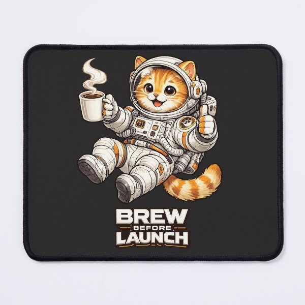 Item preview, Astronaut Cat Brew Before Launch | Cute Orange Tabby Coffee Space Illustration designed and sold by Jaani-T.
