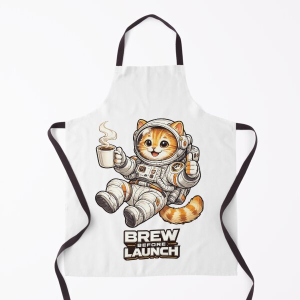 Item preview, Astronaut Cat Brew Before Launch | Cute Orange Tabby Coffee Space Illustration designed and sold by Jaani-T.