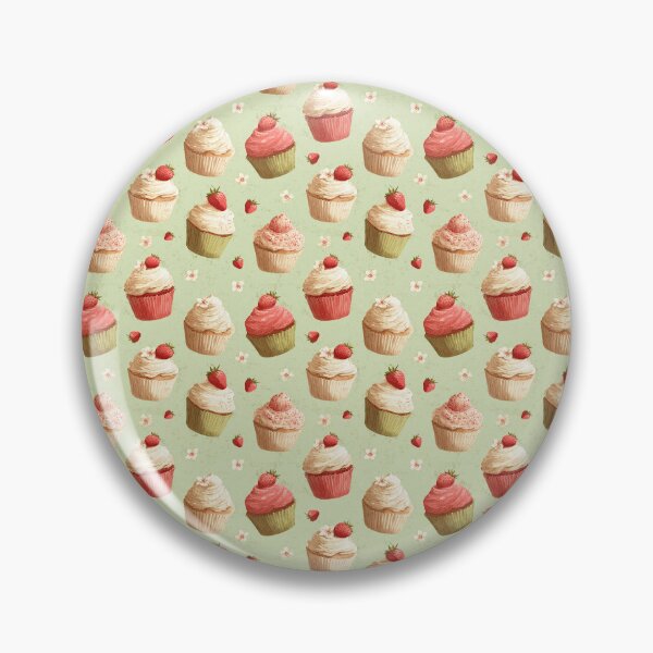 Item preview, Strawberry Cupcake Green Background Pattern  designed and sold by LouieVanille.