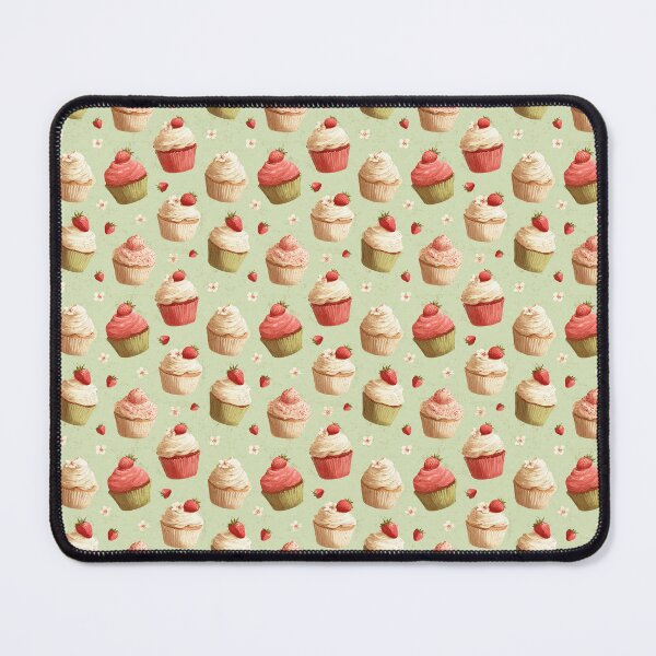 Item preview, Strawberry Cupcake Green Background Pattern  designed and sold by LouieVanille.