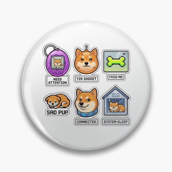 Item preview, Vintage Shiba Virtual Pet Sticker Pack - Retro 2000s Keyring Game Puns designed and sold by SimpleP.