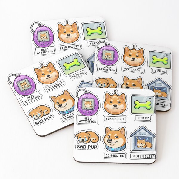 Item preview, Vintage Shiba Virtual Pet Sticker Pack - Retro 2000s Keyring Game Puns designed and sold by SimpleP.
