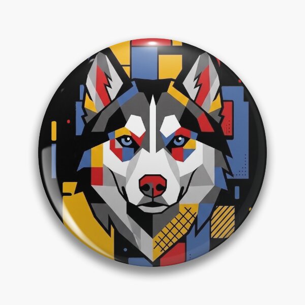 Artikelvorschau, Lustige Husky-Kunst mit bunten Blöcken und geometrischer Kunst für Mama, Papa und Kinder entworfen und verkauft von FurryHavenPH.