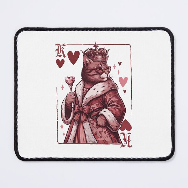 Item preview, King of Hearts Playing Card Cat | Vintage Royal Hearts Cat designed and sold by BlackCat Vibe.