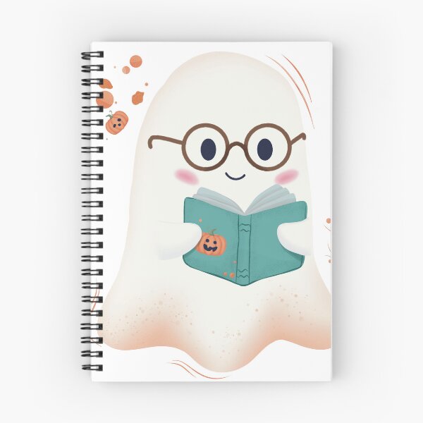 Item preview, Cute Reading Ghost with Glasses Whimsical Halloween Illustration designed and sold by StoriesInGrain.