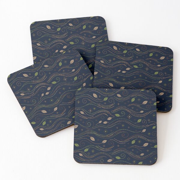 Item preview, Modern Botanical Dot Seamless Pattern with Leaves and Abstract Floral Elements on Dark designed and sold by Lannanun.
