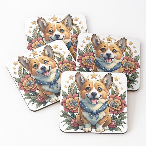 Item preview, Corgi Traditional tattoo / Vintage Dog Flash Illustration designed and sold by Mousy17.