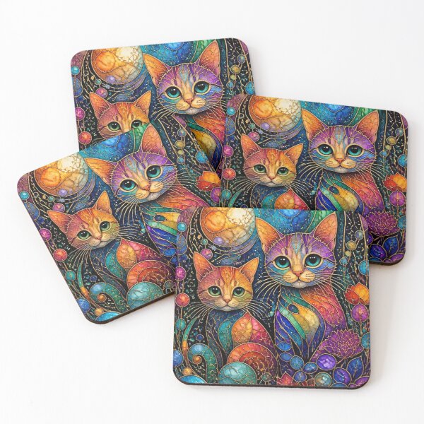 Item preview, Stained Glass Mosaic Cats Art designed and sold by Pioneer Spirit Market.