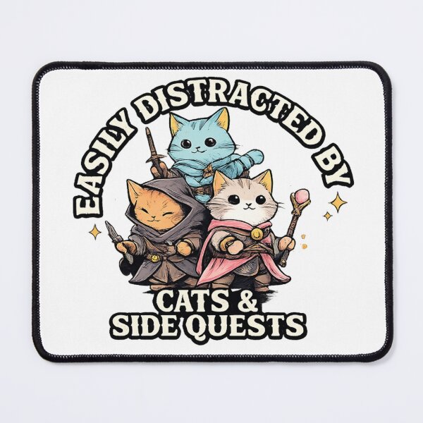 Item preview, Easily Distracted by Cats & Side Quests , Funny RPG Cat , Fantasy Gamer Cat , DnD Cat Gift, Tabletop RPG Apparel designed and sold by EpicThreadCo .