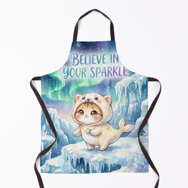 Item preview, Cute Cat in Seal Costume under Aurora Borealis Motivational Quote designed and sold by cutiepeupies.
