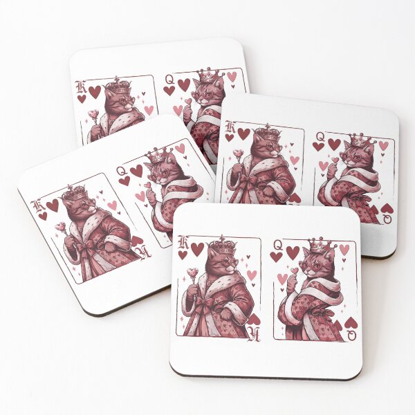 Item preview, King and Queen of Hearts Cute Royal Cats Vintage Playing Cards designed and sold by BlackCat Vibe.