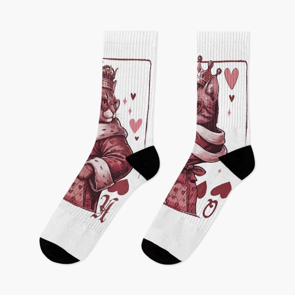 Item preview, King and Queen of Hearts Cute Royal Cats Vintage Playing Cards designed and sold by BlackCat Vibe.