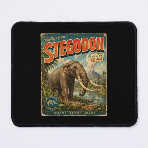 Item preview, Stegodon Retro Postcard Vintage Prehistoric Animal Art designed and sold by EuropeanPrints.