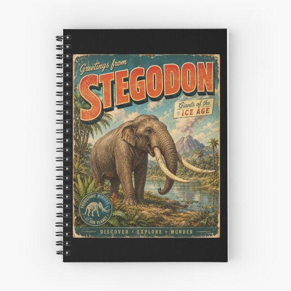 Item preview, Stegodon Retro Postcard Vintage Prehistoric Animal Art designed and sold by EuropeanPrints.