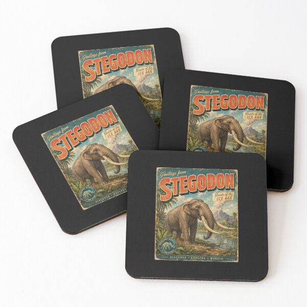 Item preview, Stegodon Retro Postcard Vintage Prehistoric Animal Art designed and sold by EuropeanPrints.