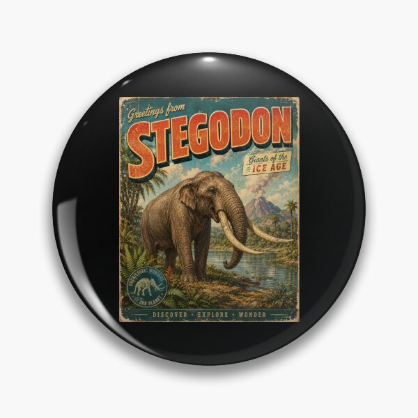 Item preview, Stegodon Retro Postcard Vintage Prehistoric Animal Art designed and sold by EuropeanPrints.