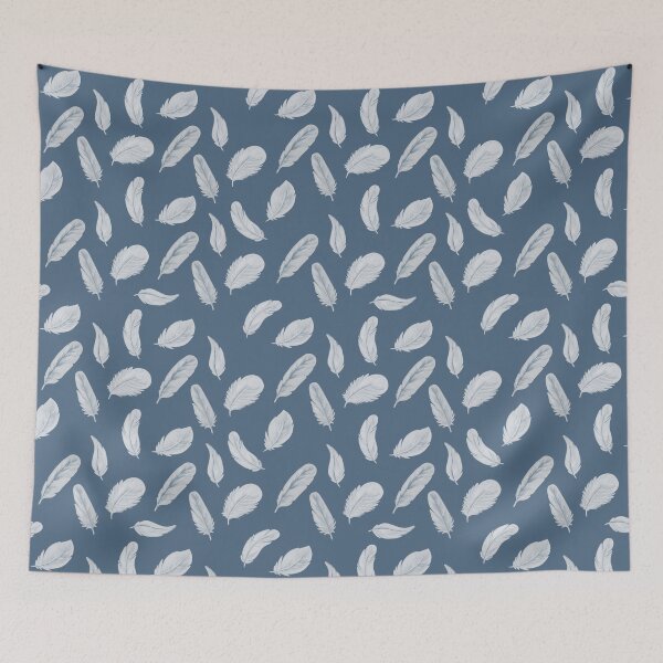 Item preview, White Feather Pattern Soft Blue Aesthetic designed and sold by DiceWay.