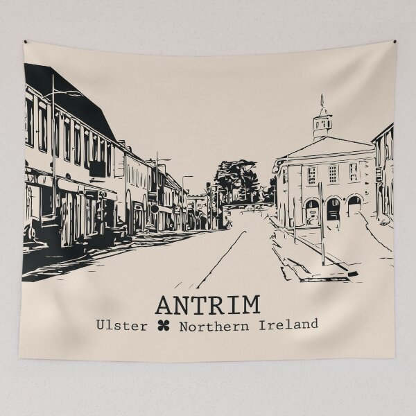 Item preview, Antrim NI - Vintage Ink Cityscape designed and sold by Lakeric.