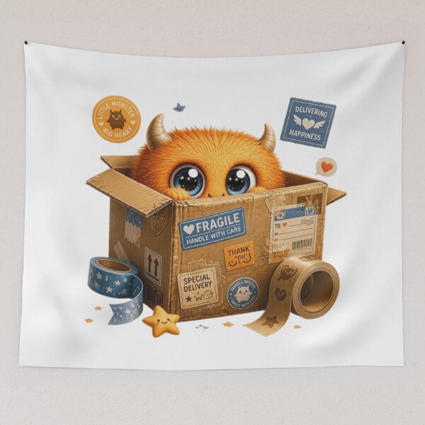 Item preview, Box Monster Sticker | Cute Cardboard Box Creature Kawaii Monster Design designed and sold by Stylestickers55.