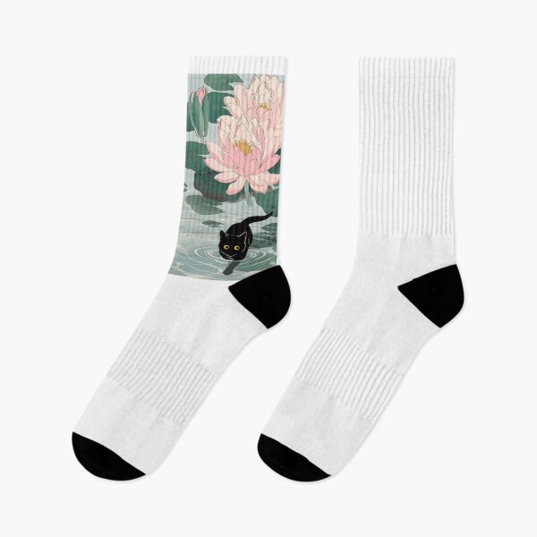 Item preview, Cat under Water Lily Pond Ohara Koson Inspired Art designed and sold by PurrfectHome.